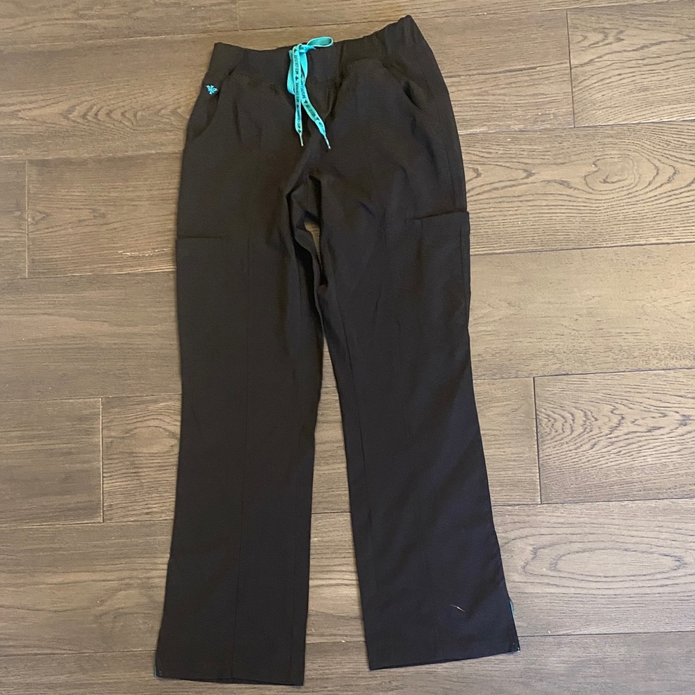 Med Couture Black Scrubs with Teal Accents